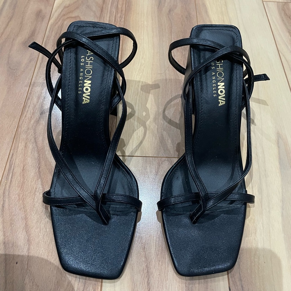 Fashion Nova Black Strappy Heels